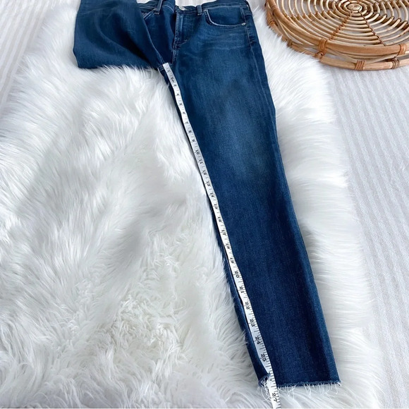 Agolde Sophie Skinny Jeans Raw Hem Distressed Dark Blue Fading Cut off 26 - Picture 11 of 13
